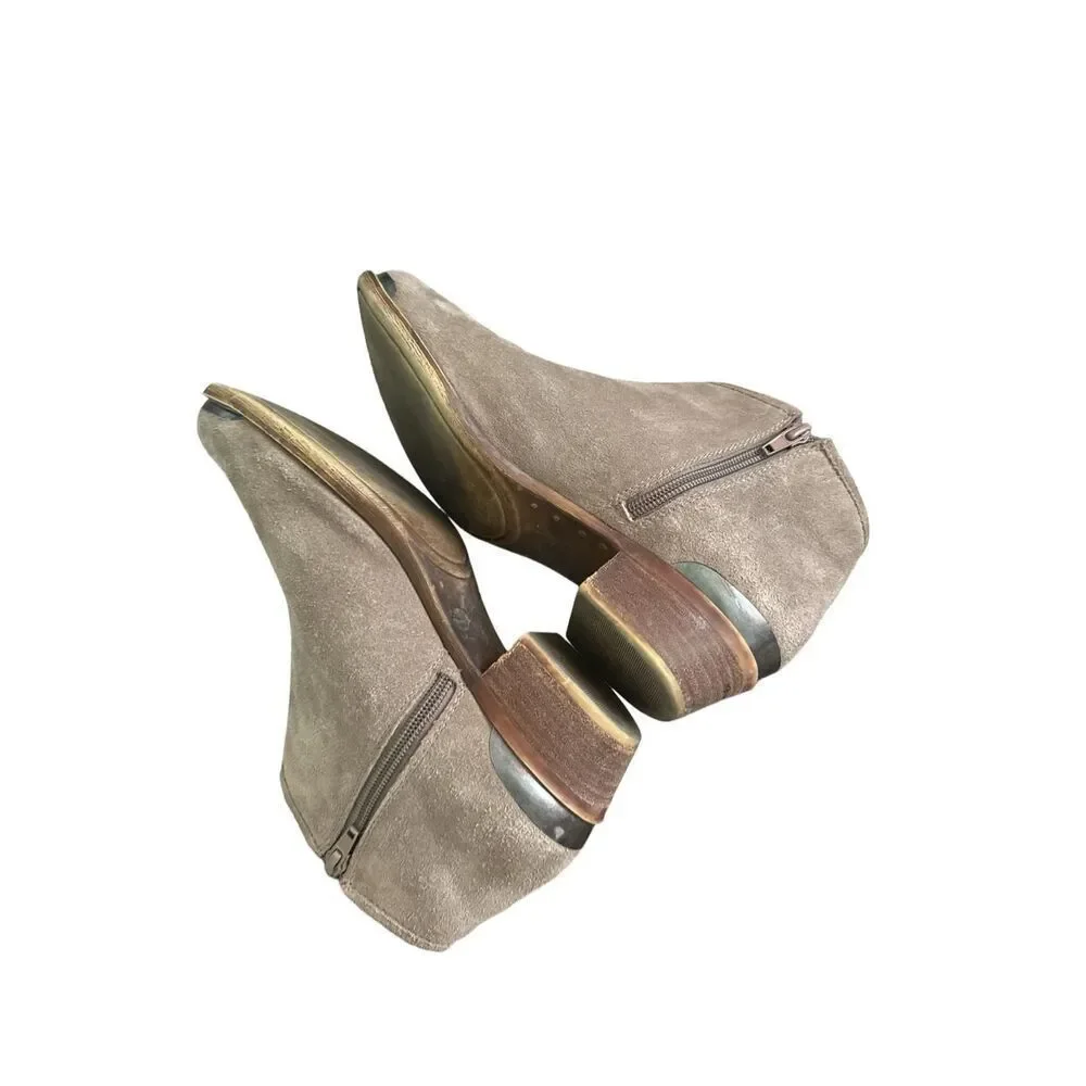 Lucky Brand Brekke suede slip on leather ankle booties sz 8 women’s - Picture 6 of 7